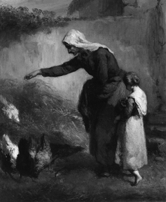 Woman Feeding Chickens by Jean-François Millet