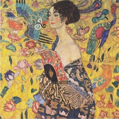 Woman with fan by Gustav Klimt