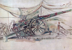A 6-inch Naval Gun in Action at Montigny Farm by William Rothenstein