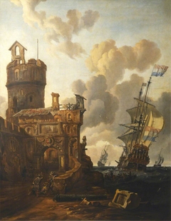A Dutch Ship Passing a Fort by Abraham Storck