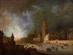 A fire near the Grote Kerk in Breda by Frans de Momper