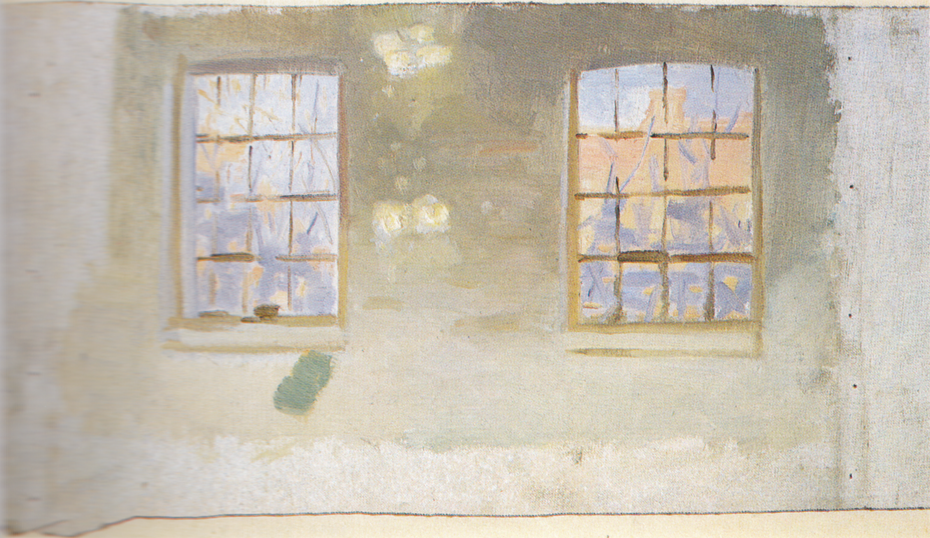A room with large windows. Study
