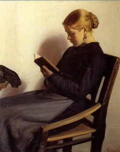A young girl reading, Maren Sofie Olsen by Michael Peter Ancher