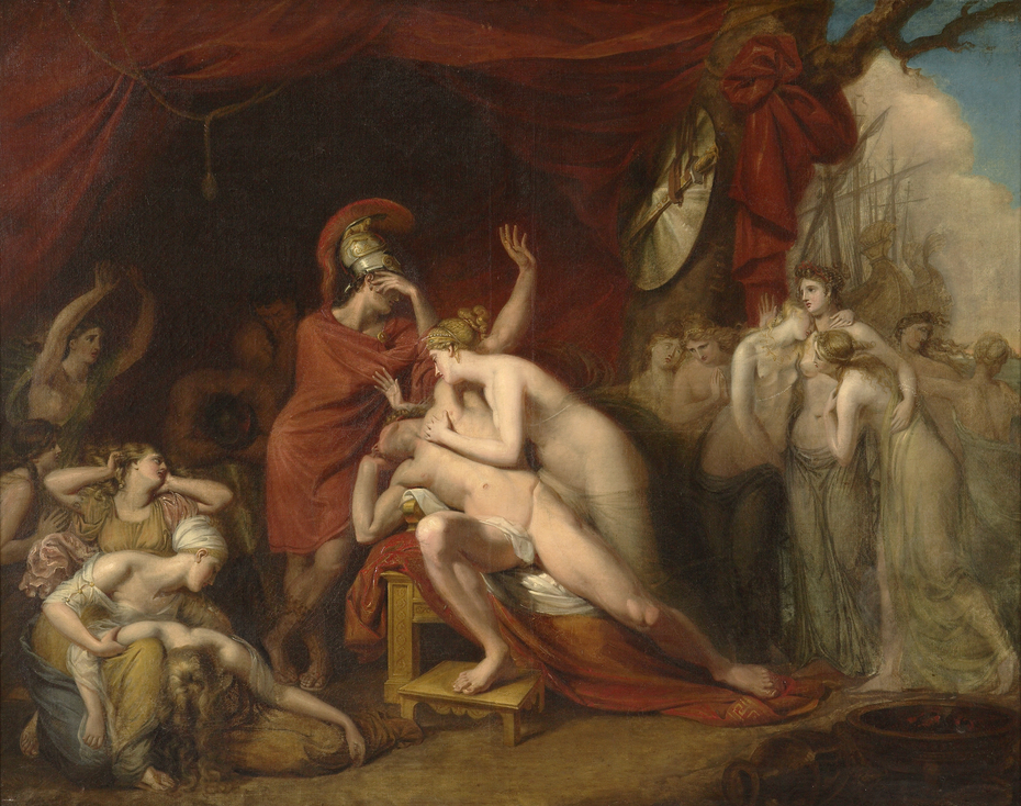 Achilles frantic for the loss of Patroclus, rejecting the consolation of Thetis