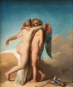 Amor and Psyche embracing each other