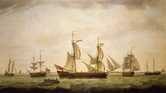 An English brig with captured American vessels by Francis Holman