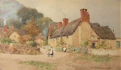 Autumn Morning, a Village Street Scene by Wilfred Williams Ball