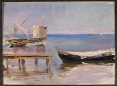 Boats at the coast. From the journey to Constantinople by Jan Ciągliński