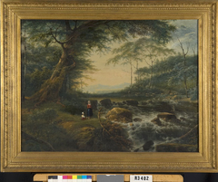 Bosgezicht met waterval by Gerard van Nijmegen