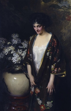 Brown Kimono (Portrait of Kathryn Beta la Forque) by Irving Ramsey Wiles