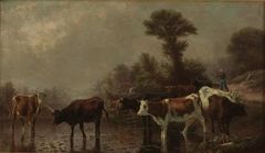 Cattle Crossing Stream by Thomas Robinson