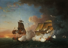 Combat de la Junon contre le Fox, 11 septembre 1778 by Auguste-Louis de Rossel de Cercy
