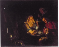 Company by candlelight by Godfried Schalcken
