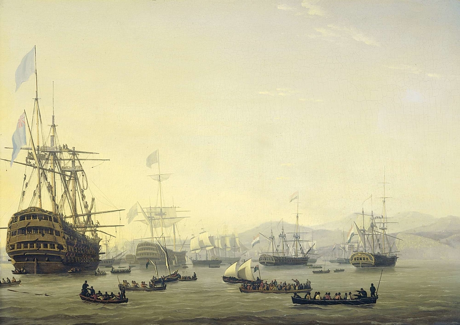 Council of War on board the 'Queen Charlotte', commanded by Lord Exmouth, prior to the Bombardment of Algiers, 26 August 1816