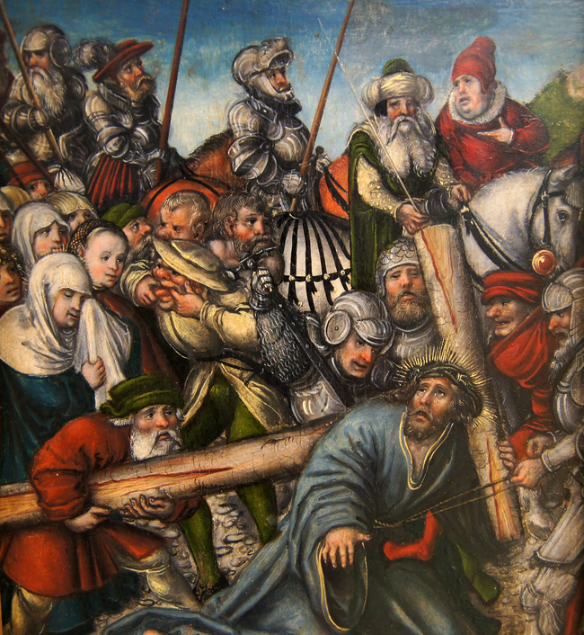 Crucifixion Triptych Christ On The Way To Calvery Lucas Cranach The Elder Artwork On Useum