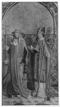 Der hl. Hieronymus und ein hl. Bischof (Ambrosius?) Außenseite: Vision des hl. Bernhard (Umkreis) by Master of the Holy Kinship the elder