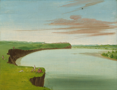 Distant View of the Mandan Village by George Catlin