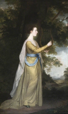 Elizabeth Delaval, later Lady Audley (1757-1785), playing a lyre in a landscape by William Bell