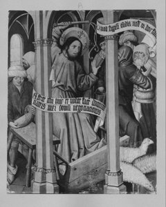 Expulsion of the money-changers by Meister des Albrechtsaltares zu Klosterneuburg