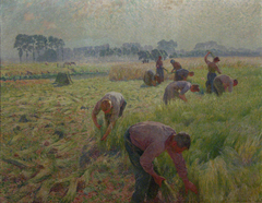 Flax harvesting by Emile Claus