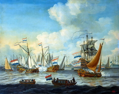 Fleet Manoeuvres Performed in the Usselmeer for Peter I During His Visit to Amsterdam by Adam Silo