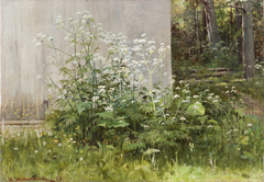 Flowers at the fence by Ivan Shishkin
