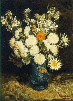 Flowers in a Blue Vase by Vincent van Gogh