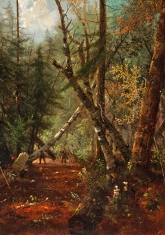 Forest Scene (Portaging) by Nelson Augustus Moore