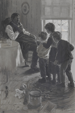 Frontispiece for James Whitcomb Riley's 'A Defective Santa Clause' by Charles M. Relyea