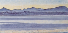 Genfersee mit Mont-Blanc bei Morgenlicht by Ferdinand Hodler