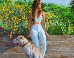 Girl and Dog by Michele Del Campo