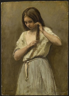 Girl at her toilet by Jean-Baptiste-Camille Corot