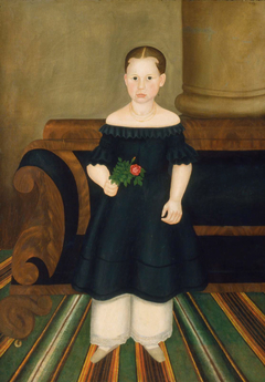 Girl in Black with Rose by Anonymous