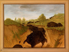 Grizzly Bears Attacking Buffalo by George Catlin