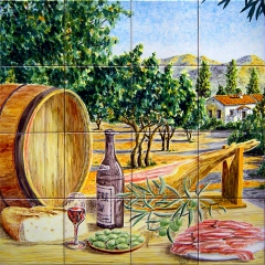 Ham, wine and olives by José Angulo