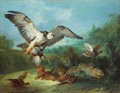 Hawk Attacking Partridges and a Rabbit by Jean-Baptiste Oudry