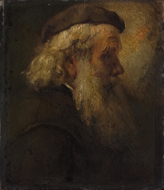 Head of a Bearded Old Man in Beret, seen in Profile by Rembrandt