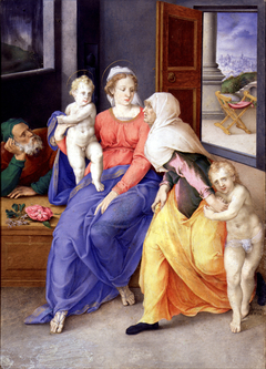 Holy Family with Santa Isabel and San Juanito by Giulio Clovio