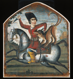 Hunter on Horseback Attacked by a Mythical Beast by Anonymous