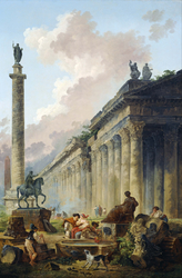 Imaginary View of Rome with Equestrian Statue of Marcus Aurelius, the Column of Trajan and a Temple
