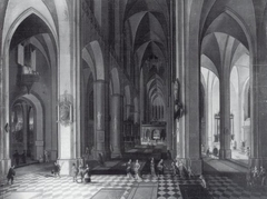 Interior of a Gothic Church by Candlelight by Pieter Neeffs II