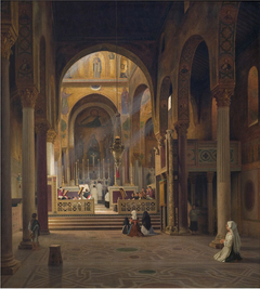 Interior of the Capella Palatina in Palermo, Italy by Martinus Rørbye