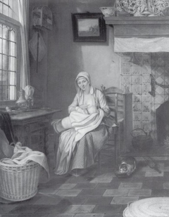Interior with Nursing Mother by Gerrit Zegelaar