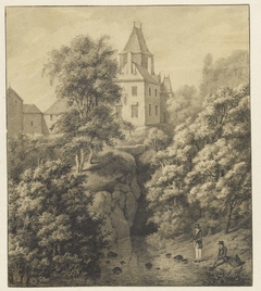 Kasteel en bergachtig landschap by Cornelis Apostool