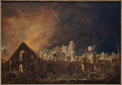 La Foire Saint-Germain pendant l'incendie (nuit du 16 au 17 mars 1762)