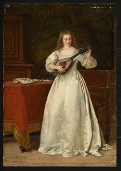 La jeune musicienne by Charles François Pécrus