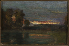Landscape – Dusk at the waterside by Jean-Baptiste-Camille Corot