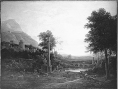 Landscape with a Column and Figure by Anonymous