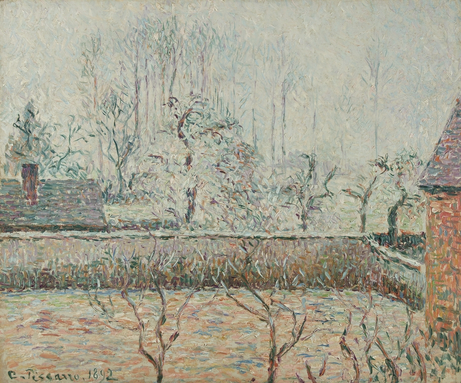 Landscape with Houses and a Wall, Mist and Frost, Éragny