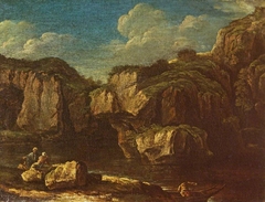 Landscape with Rocks and Water by manner of Salvator Rosa